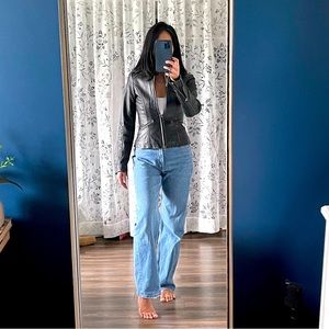 Black Danier Leather Jacket (petite friendly)